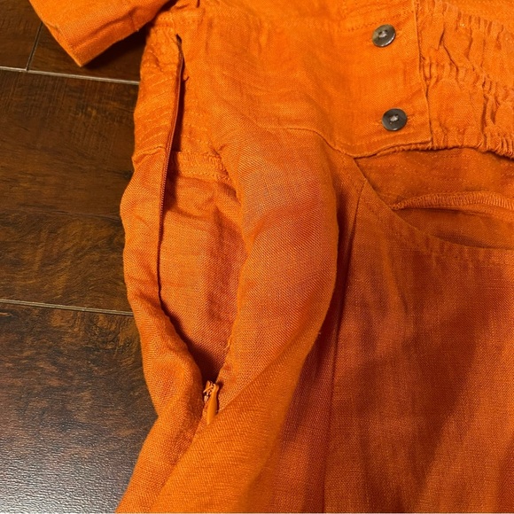 MADEWELL Square Neck Mini Dress Linen Dark Copper Orange Size 00 NWT - Picture 10 of 15